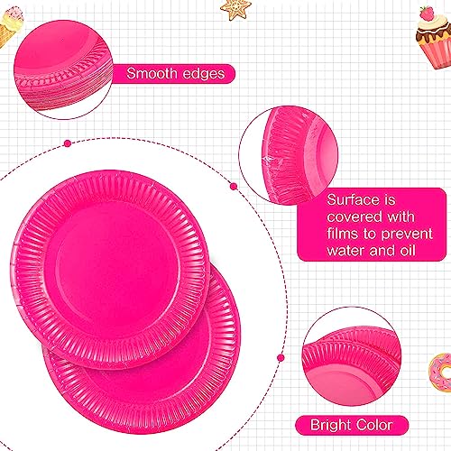 PrettyurParty PRETTY UR PARTY Pink Paper Plates, 9inch Biodegradable Round Party Plates, Disposable Paper Plates for Cakes, Dessert, Snack, Fruits, 9 inch - Pack of 20 pcs - Image 3