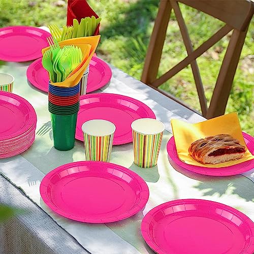 PrettyurParty PRETTY UR PARTY Pink Paper Plates, 9inch Biodegradable Round Party Plates, Disposable Paper Plates for Cakes, Dessert, Snack, Fruits, 9 inch - Pack of 20 pcs - Image 4