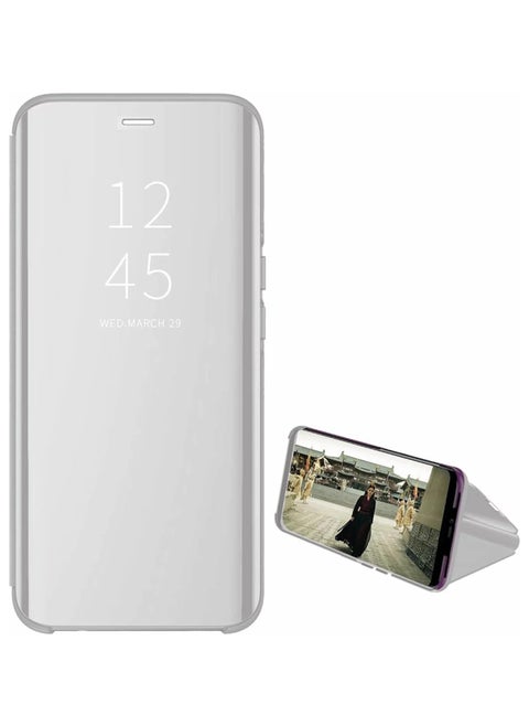 For Realme C53 Clear View Flip Case , Without Sensor , Stand Watching Position , Mirror Full Protection Cover Compatible With Realme C53 (6.74') (Silver)