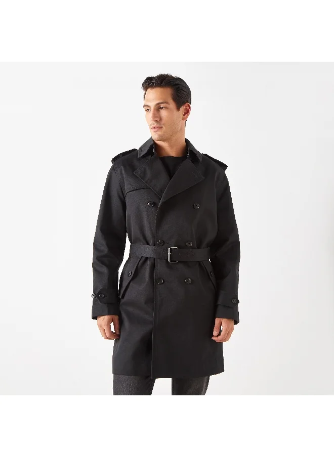 Iconic Iconic Belted Trench Coat with Long Sleeves