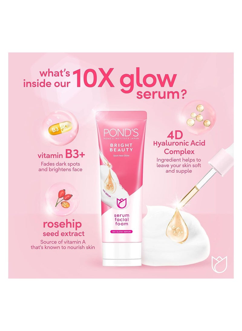 Pond's Set Of 3 Bright Beauty Serum Day Cream 50ml, Serum Night Cream 50ml and Facial Foam 50g For Brighter & Nourished Skin - Image 4