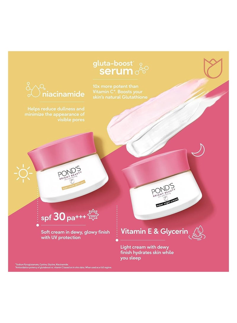 Pond's Set Of 3 Bright Beauty Serum Day Cream 50ml, Serum Night Cream 50ml and Facial Foam 50g For Brighter & Nourished Skin - Image 3