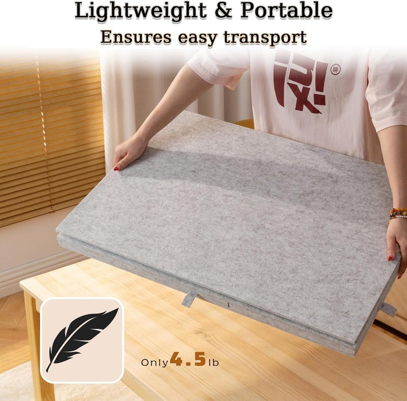 Delehehe Puzzle Board，Portable Jigsaw Puzzle Table for Up to 1000 Pieces，with 2-in-1 Designed Stand & Cover, Super Lightweight Felt Plateau Storage with 6 Drawers for Adults & Kids (Light Gray) - Image 4