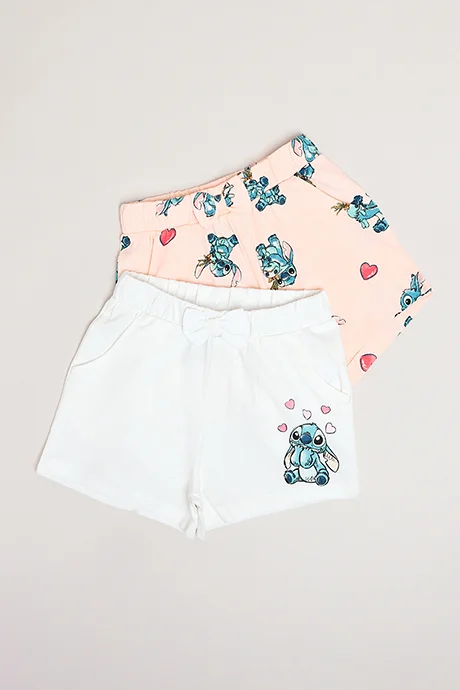 أر أند بي 2 Pack Stitch Print Shorts with Drawstring Waist