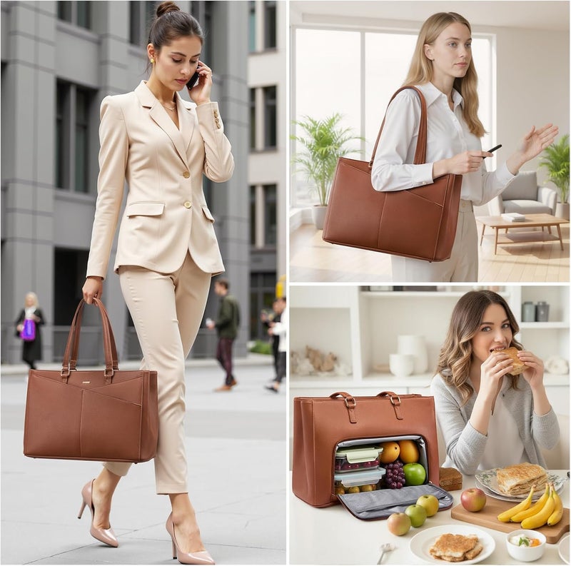 Lovevook Lunch Tote Bag for Women, Laptop Bag for Work with Insulated Lunch Compartment 15.6 Inch 2 in 1 Lunch Tote Large Capacity Computer Handbag for Work, Teacher, Nurse, Office, Casual - Image 2