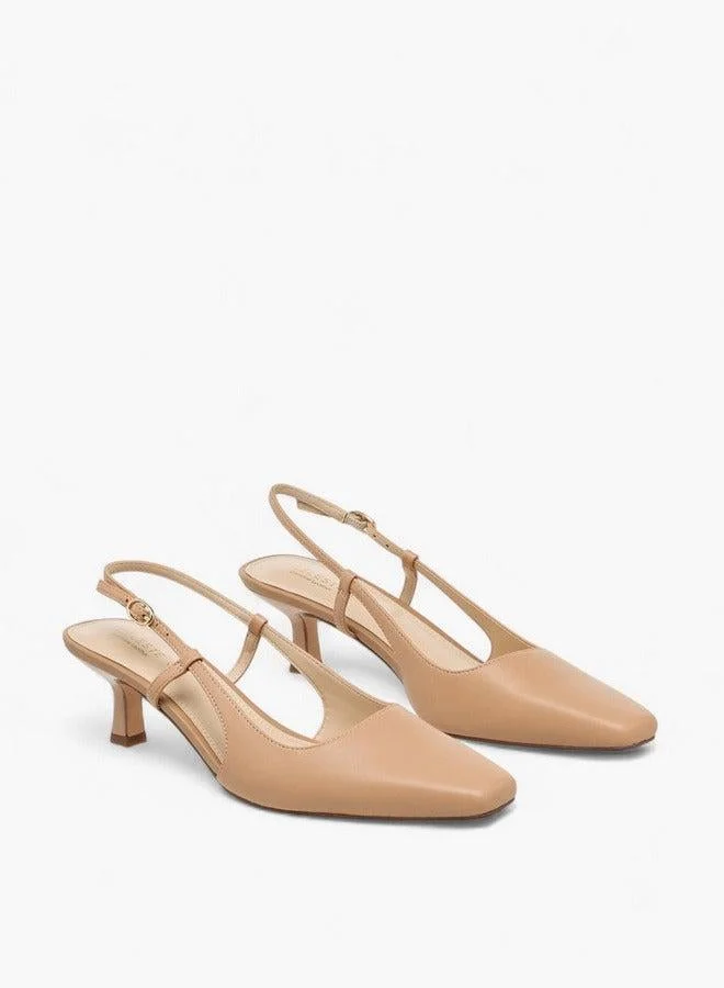 Celeste Women's Square Toe Shoes with Buckle Closure and Kitten Heels