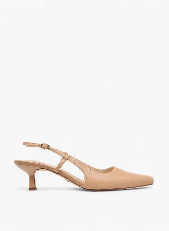 Celeste Women's Square Toe Shoes with Buckle Closure and Kitten Heels