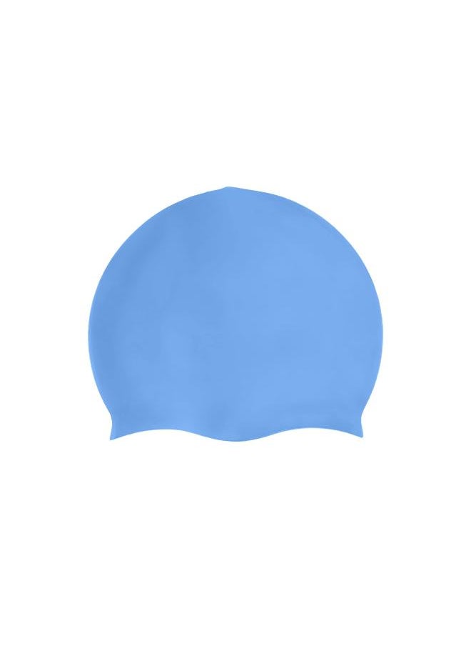 Generic Unisex Durable Silicone Ear Overlay Swim Bonnet - Blue 