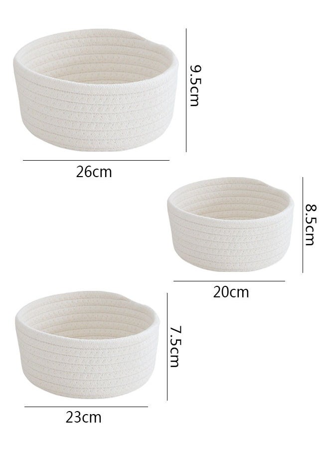 وهاواي 3pcs Cotton Rope Baskets, Small Woven Storage Basket for Bathroom Shelve Nursery Organizing Bins Organizer for Toys, Towels, Cosmetics, Jewelry and other Small Items White  - Image 2