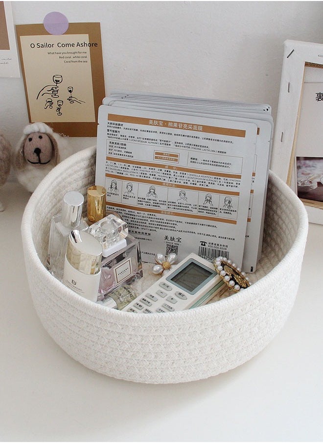 وهاواي 3pcs Cotton Rope Baskets, Small Woven Storage Basket for Bathroom Shelve Nursery Organizing Bins Organizer for Toys, Towels, Cosmetics, Jewelry and other Small Items White  - Image 5