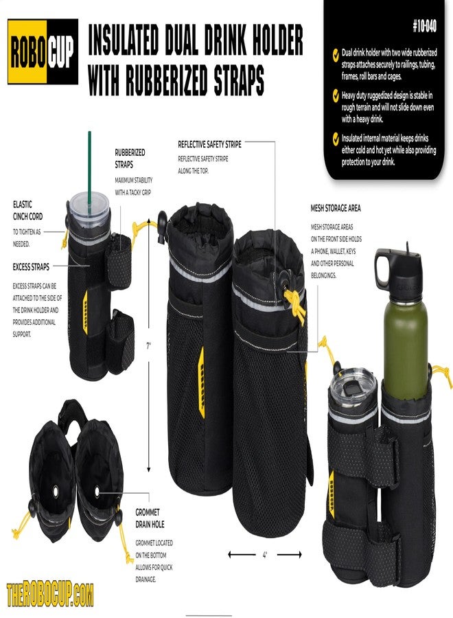 ROBOCUP Insulated Dual Extreme Drink Holder with Rubberized Straps, Ruggedized Design for Boating, Offroad, Work and More - Image 2