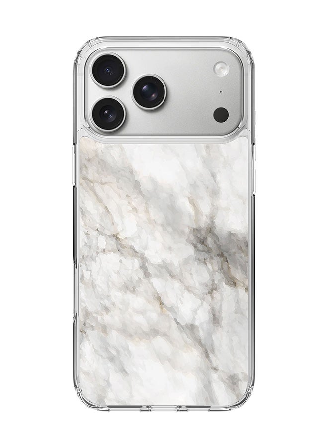 Stylizedd Classic Clear MagSafe Case for iPhone 17 Pro Max , Hybrid Soft Case Flexible Edges Anti Drop TPU PC Gel Thin Transparent Cover [ Designed for iPhone 17 Pro Max ] - Marble Print Beige Grey