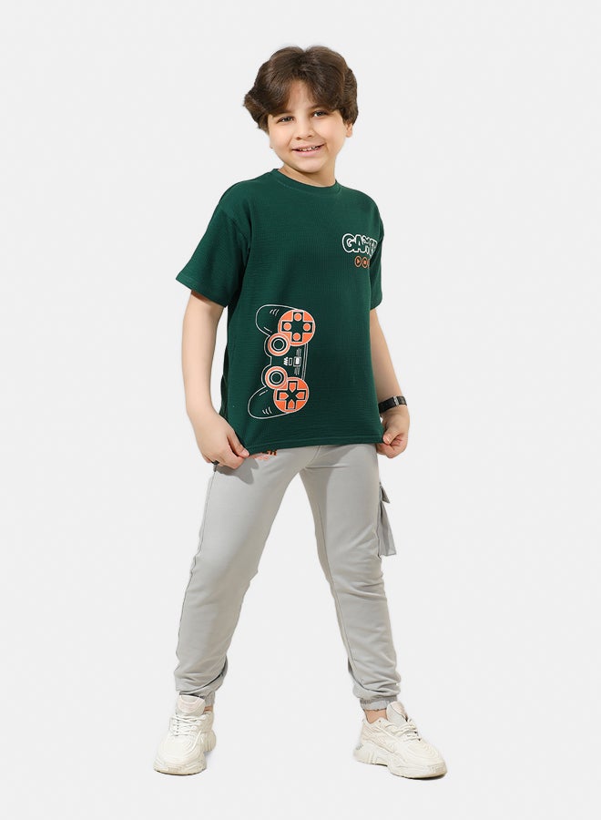 ريمينت بيجاما للاولاد برسمة التحكم باللعب زيتي - Image 1