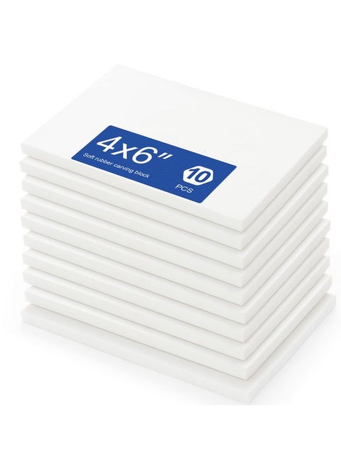 White Rubber Carving Block 4" X 6" Easy Cut Lino Blocks Soft Linoleum Block For Printmaking Stamps Crafts(10 Pack)