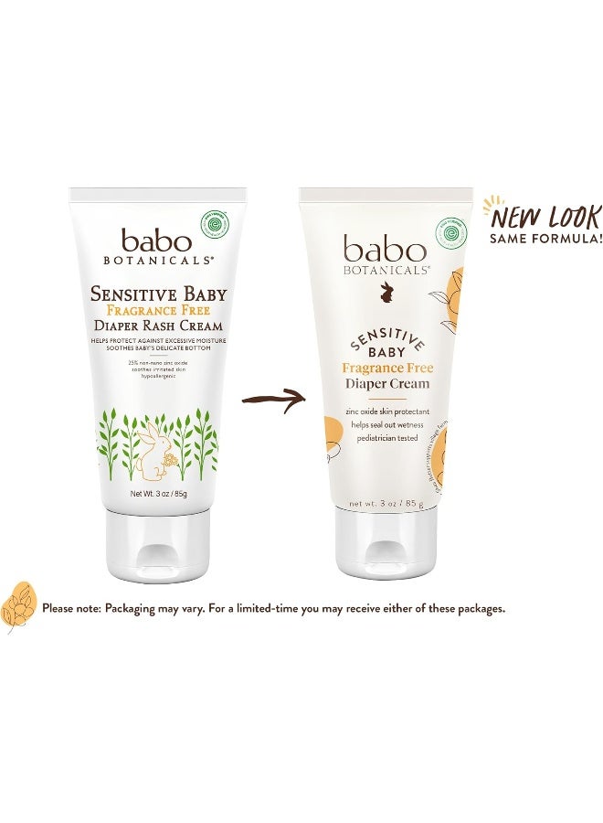 Babo Botanicals Babo Botanicals Sensitive Baby Fragrance-Free Diaper Cream - 25% Natural Zinc Oxide - Calendula, Shea & Cocoa Butter - EWG Verified - Vegan- From birth on - 2-Pack  - Image 2