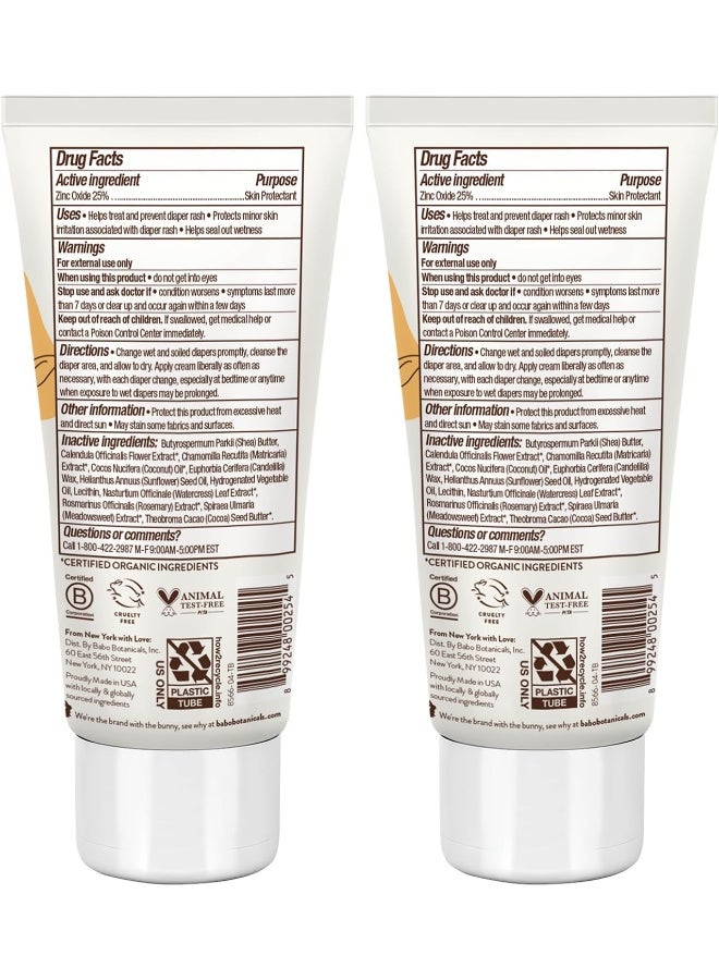 Babo Botanicals Babo Botanicals Sensitive Baby Fragrance-Free Diaper Cream - 25% Natural Zinc Oxide - Calendula, Shea & Cocoa Butter - EWG Verified - Vegan- From birth on - 2-Pack  - Image 3