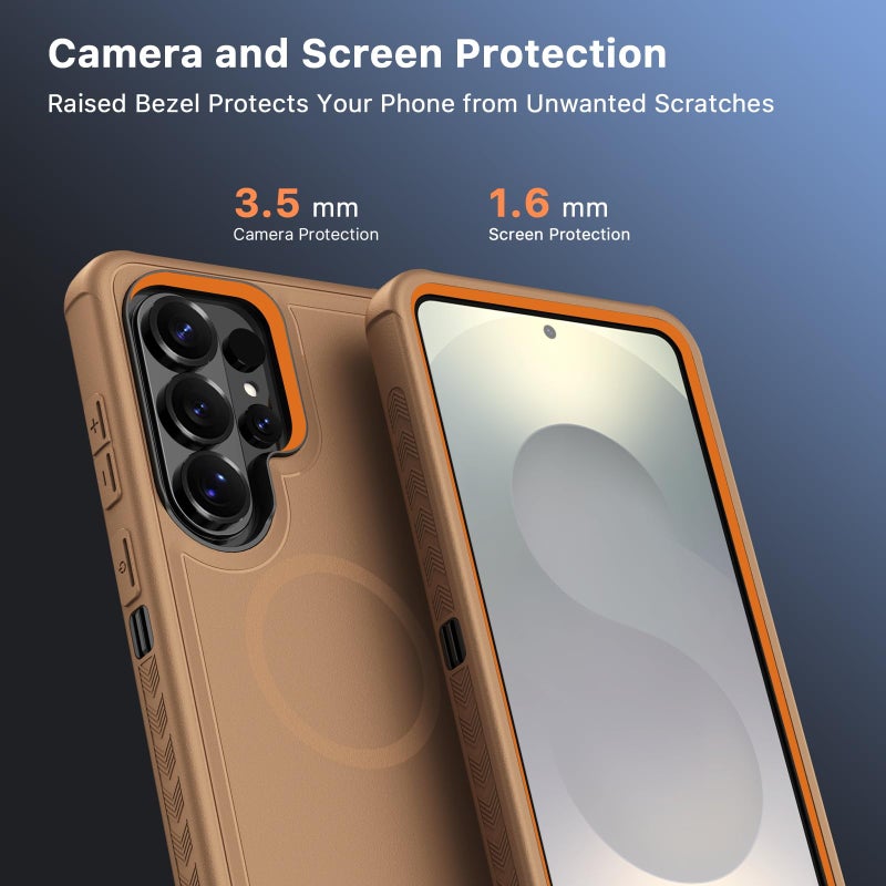 M MYBAT PRO for Samsung Galaxy S26 Ultra Case with Belt Clip Holster,Heavy Duty Protection Magnetic Case for Galaxy S26 Ultra,Anti-Drop,Shockproof Cover,with 360Â°Rotating Kickstand Brown - Image 3