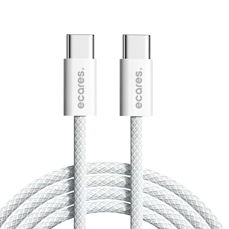 إيكاريس كابل eCares® USB-C إلى USB-C بطول 1 متر، شحن سريع بقوة 20 واط من نوع USB-C، كابل مضفر لمزامنة البيانات متوافق مع iPhone 15/16/17 وSamsung Galaxy وiPad وGoogle Pixel وأجهزة USB-C - Image 1