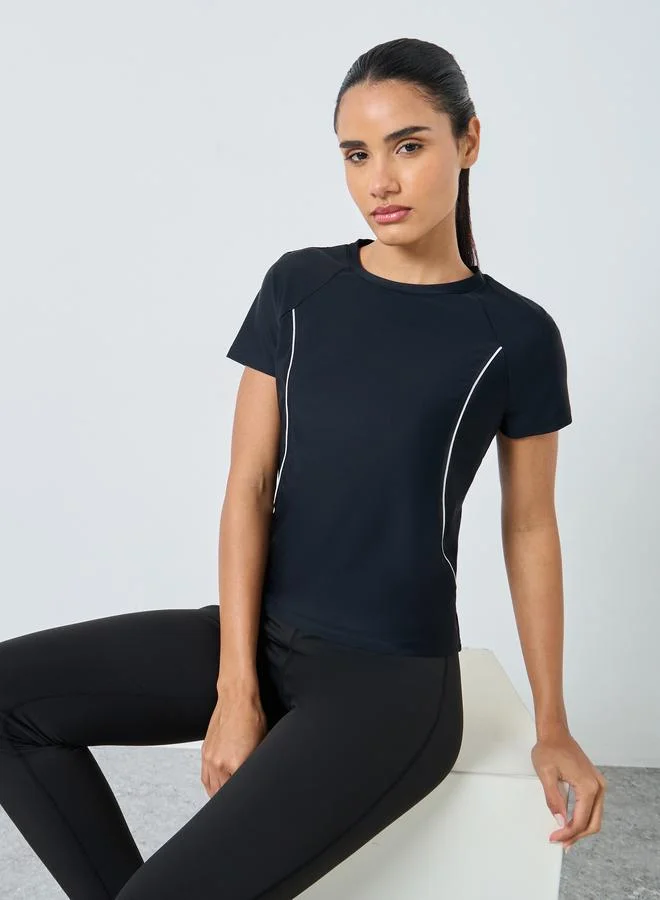 Styli Styli Contrast Seam Front To Back Stripe Detail Top