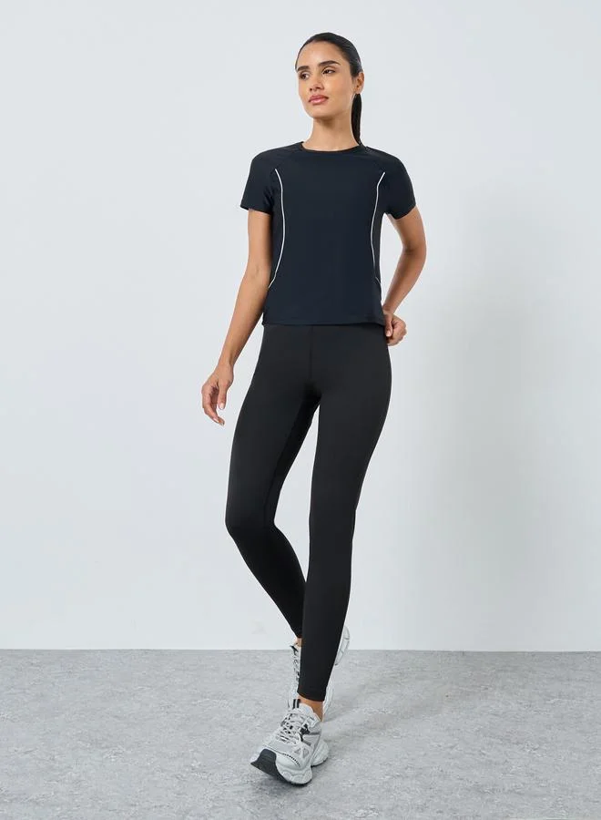 Styli Active Contrast Seam Front To Back Stripe Detail Top