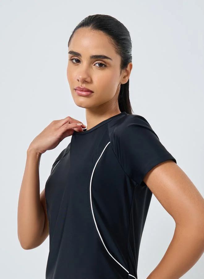 Styli Active Contrast Seam Front To Back Stripe Detail Top