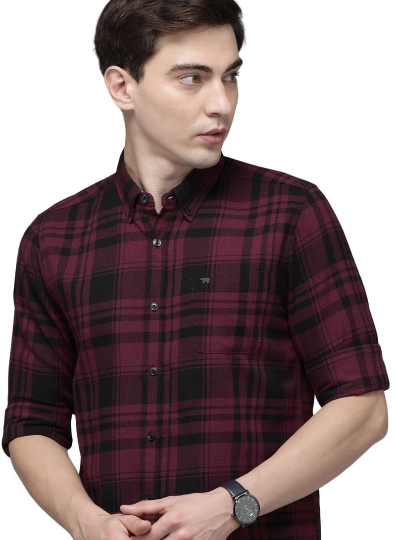 THE BEAR HOUSE Men's Cotton Shirt | Casual & Formal Long Sleeve Slim Fit | Classic Button-Down, Office & Everyday Wear, Comfortable & Breathable Fabric - Image 1