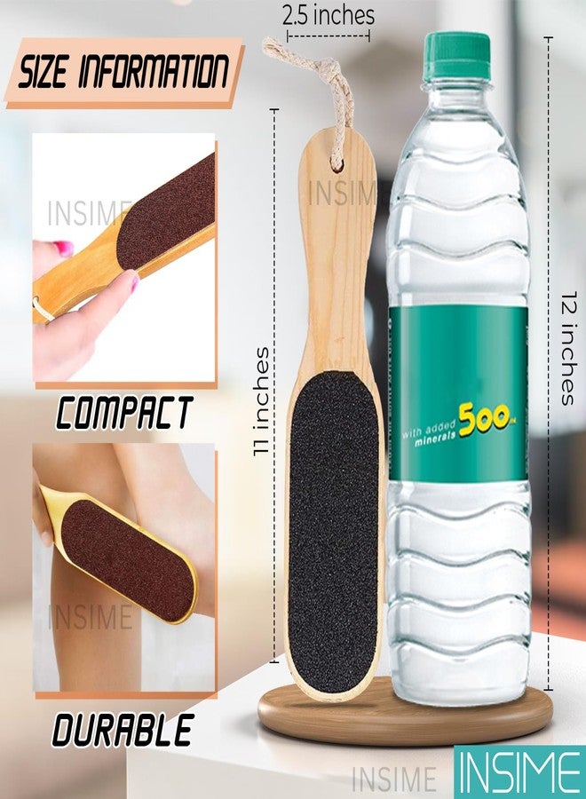 INSIME Premium Wooden Foot scrubber for dead skin cracked heels & callus remover | Double sided Foot filer for pedicure heel scubber & feet dead skin remover | Pedicure tool brush callus remover for feet - Image 3