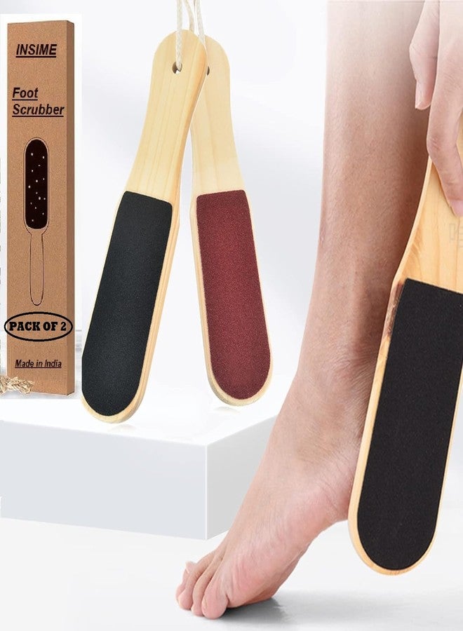 INSIME Premium Wooden Foot scrubber for dead skin cracked heels & callus remover | Double sided Foot filer for pedicure heel scubber & feet dead skin remover | Pedicure tool brush callus remover for feet - Image 1