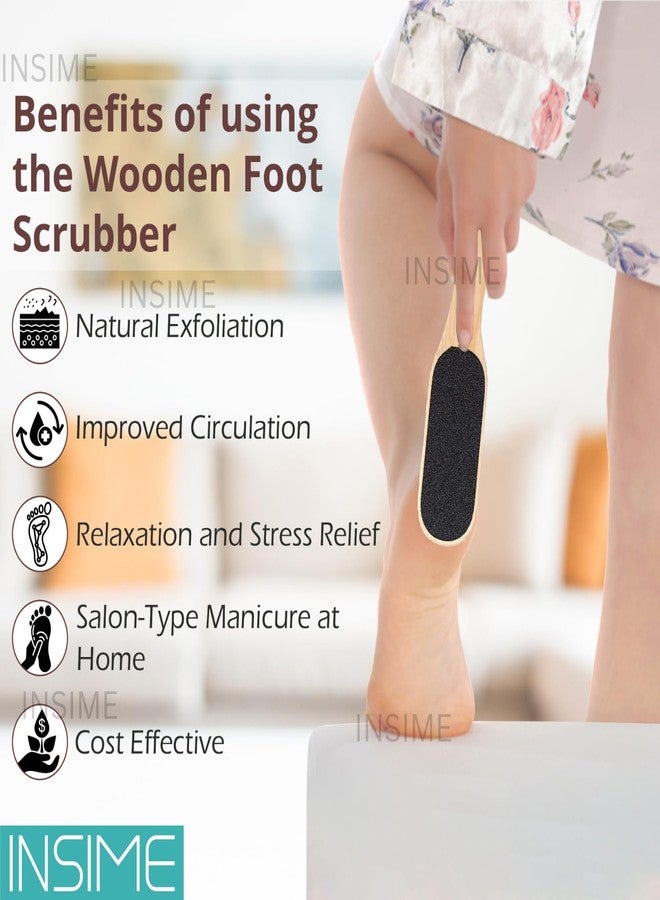 INSIME Premium Wooden Foot scrubber for dead skin cracked heels & callus remover | Double sided Foot filer for pedicure heel scubber & feet dead skin remover | Pedicure tool brush callus remover for feet - Image 5