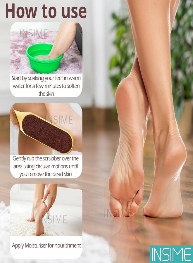 INSIME Premium Wooden Foot scrubber for dead skin cracked heels & callus remover | Double sided Foot filer for pedicure heel scubber & feet dead skin remover | Pedicure tool brush callus remover for feet - Image 4