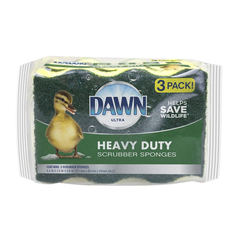Dawn Heavy Duty Kitchen Dish Sponges GreenYellow Pack of 3