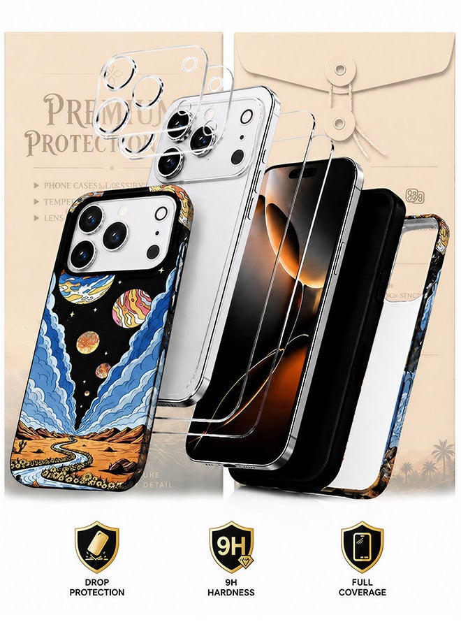 مافي مجموعة حماية 5 في 1 لهاتف iPhone 17 Pro - غطاء مزدوج الطبقات مقاوم للصدمات (طبقة داخلية من مادة TPU + طبقة خارجية من مادة PC) مع واقيين للشاشة فائق الدقة وواقيين شفافين لعدسة الكاميرا - حماية كاملة ضد الصدمات، غطاء هاتف مضاد لبصمات الأصابع والعرق مع أزرار مستقلة - Image 2
