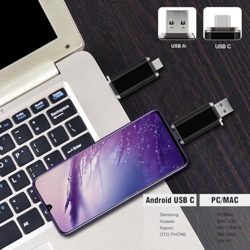 myemuun 2-Pack 128GB USB C Flash Drive Dual Type C + USB A Memory Stick Jump Drive 2-in-1 Thumb Drive for Storage and Backup (128GB*2 Black&Blue) - Image 5