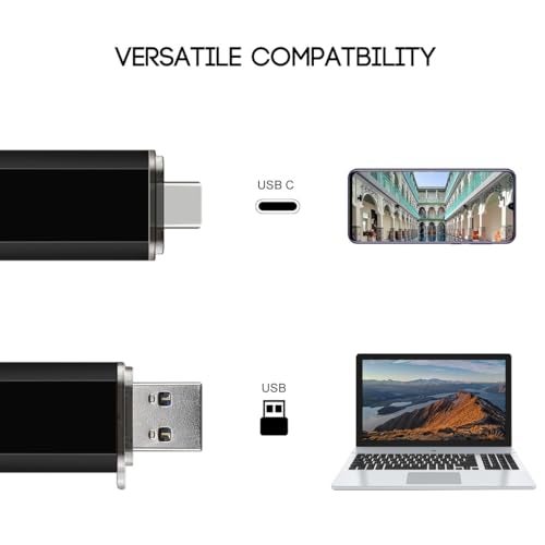 myemuun 2-Pack 128GB USB C Flash Drive Dual Type C + USB A Memory Stick Jump Drive 2-in-1 Thumb Drive for Storage and Backup (128GB*2 Black&Blue) - Image 4