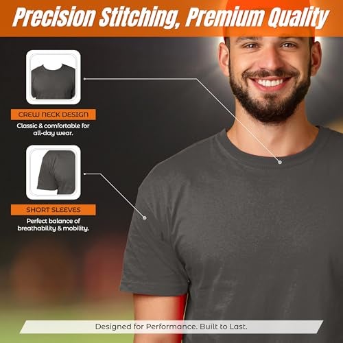 Vizari Mens Athletic T-Shirt | Quick-Dry, Moisture-Wicking Sports Tee | Shirts for Workouts, Outdoor Activities & Casual Wear Graphite - Image 4
