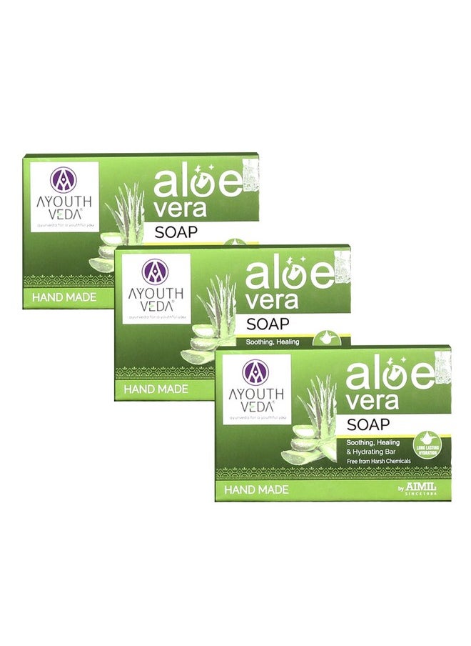 AYOUTHVEDA Aloe Vera Bathing Bar For Nourishes & Hydrate The Skin (Pack Of 3, 125G Each)  - Image 1
