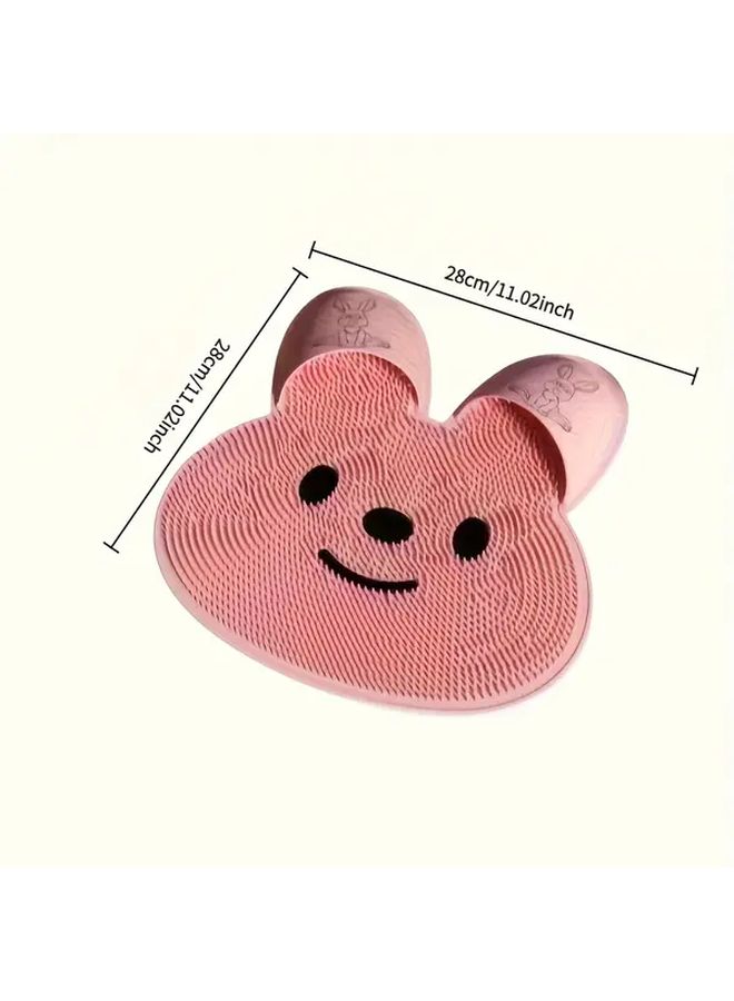 Little White Rabbit Non Slip Bath Mat Exfoliating Foot Body Massage Mat With Back Brush - Image 3