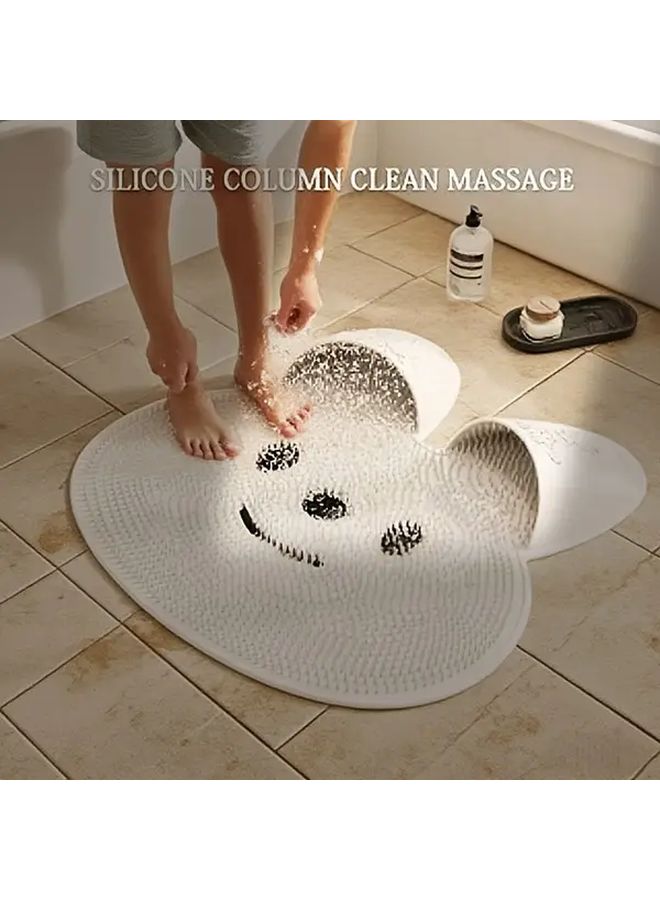 Little White Rabbit Non Slip Bath Mat Exfoliating Foot Body Massage Mat With Back Brush - Image 1