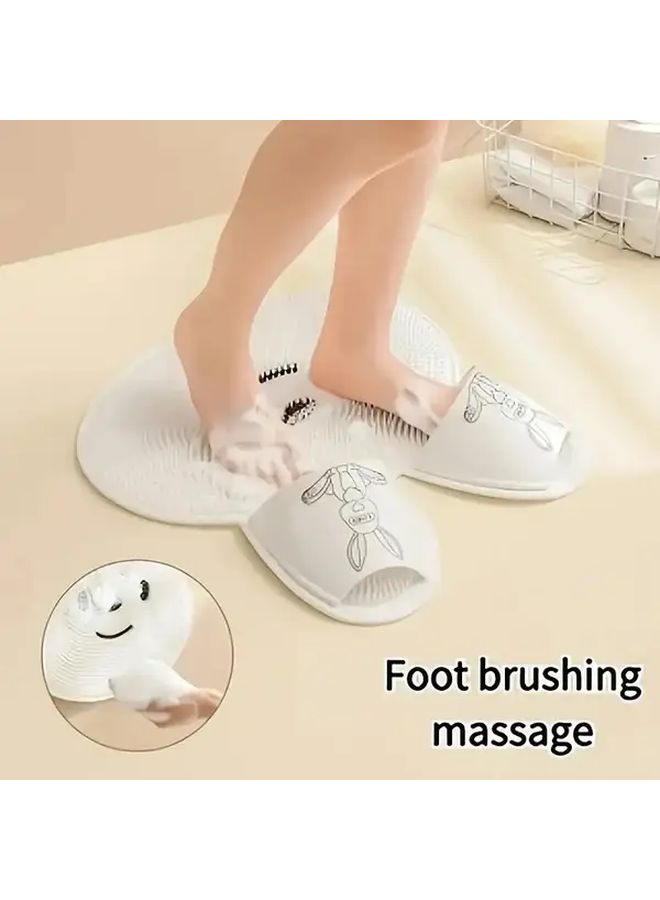 Little White Rabbit Non Slip Bath Mat Exfoliating Foot Body Massage Mat With Back Brush - Image 4