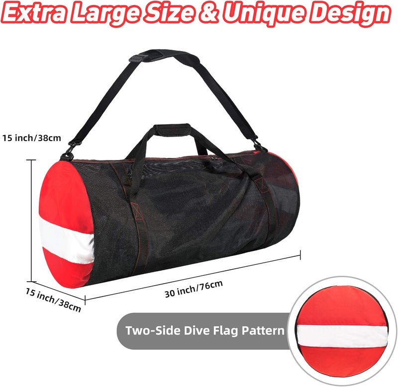Seafard Mesh Dive Duffel Bag, Extra Large Sport Beach Bags with Adjustable Shoulder Strap, Totes and Zipper for Gym Gear, Sports Balls, Scuba Gear, Snorkeling, Diving, Rafting, and Water Sports Black - Image 2
