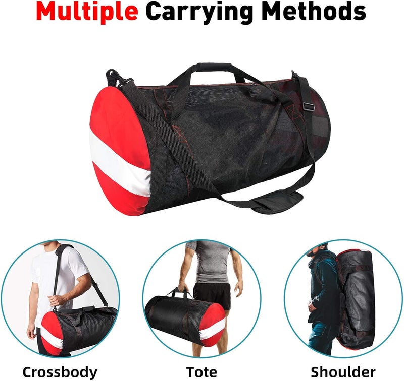 Seafard Mesh Dive Duffel Bag, Extra Large Sport Beach Bags with Adjustable Shoulder Strap, Totes and Zipper for Gym Gear, Sports Balls, Scuba Gear, Snorkeling, Diving, Rafting, and Water Sports Black - Image 5