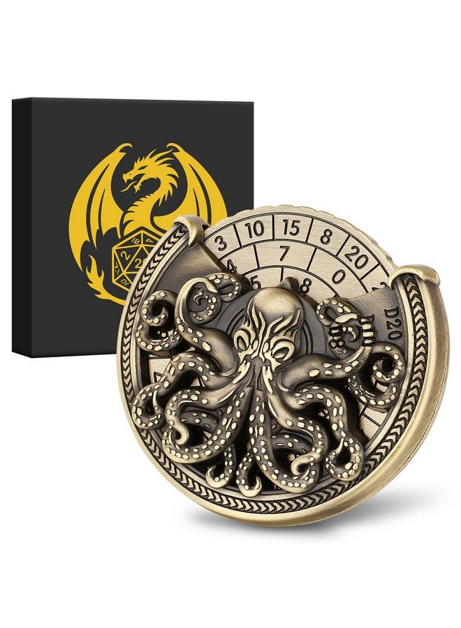 Keller & Weber Spinner DND Dice Set, 7-in-1 Metallic D&D Dice, Octopus Roulette Dice Spinner for DND Dice Set, D&D Gifts with Gift Box, Father's Day, Role Playing Game Board Game Accessories, Bronze - Image 1