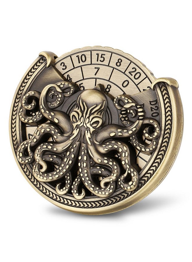 Keller & Weber Spinner DND Dice Set, 7-in-1 Metallic D&D Dice, Octopus Roulette Dice Spinner for DND Dice Set, D&D Gifts with Gift Box, Father's Day, Role Playing Game Board Game Accessories, Bronze - Image 2