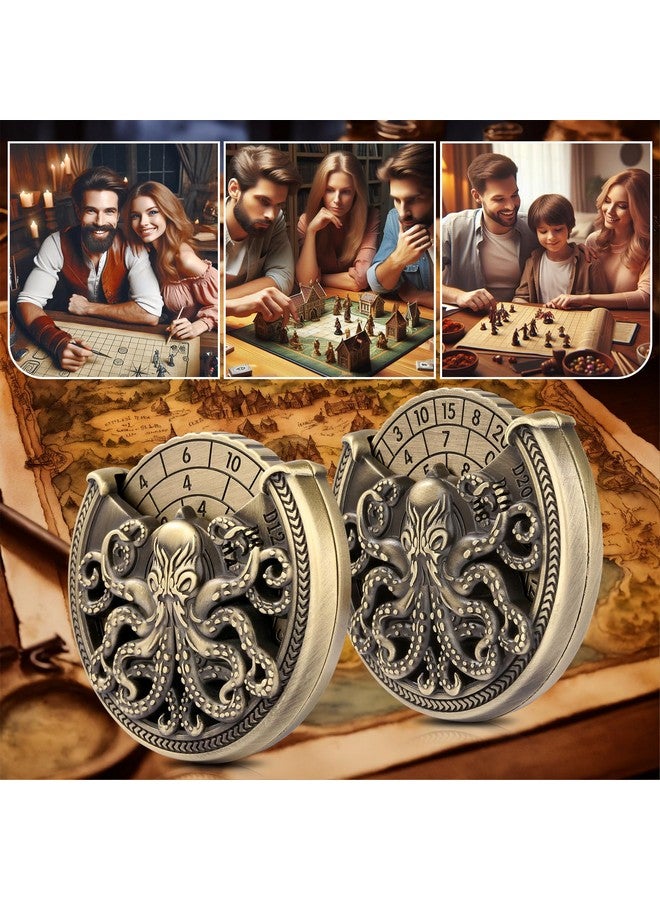 Keller & Weber Spinner DND Dice Set, 7-in-1 Metallic D&D Dice, Octopus Roulette Dice Spinner for DND Dice Set, D&D Gifts with Gift Box, Father's Day, Role Playing Game Board Game Accessories, Bronze - Image 5