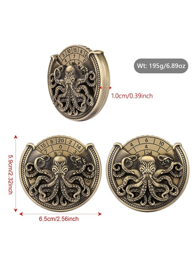 Keller & Weber Spinner DND Dice Set, 7-in-1 Metallic D&D Dice, Octopus Roulette Dice Spinner for DND Dice Set, D&D Gifts with Gift Box, Father's Day, Role Playing Game Board Game Accessories, Bronze - Image 3