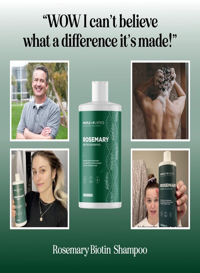 Maple Holistics Volumizing Biotin and Rosemary Shampoo - Vegan Rosemary Biotin Shampoo for Thinning Hair for Women and Men with Nourishing B Vitamins & Tea Tree Oil - Paraben Silicone & Sulfate Free (16 Fl Oz) - Image 4