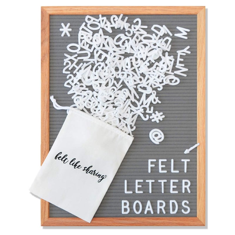 Felt Like Sharing Letter Board Gray Felt 12x16 Changeable Message Board with 3 Sets of Felt Board Letters for Home Office Aesthetic Room Decor Wall Letterboard Signs In Oak Frame