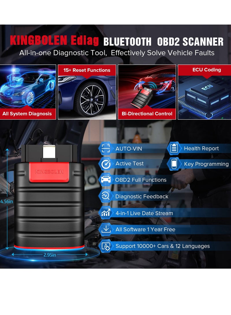 Thinkcar Kingbolen Ediag Bluetooth OBD2 Scanner, Car Code Reader, 16 Reset Service Functions, for IOS Android, Diagnostic Scan Tool, ECU Coding, Auto-VIN - Image 5