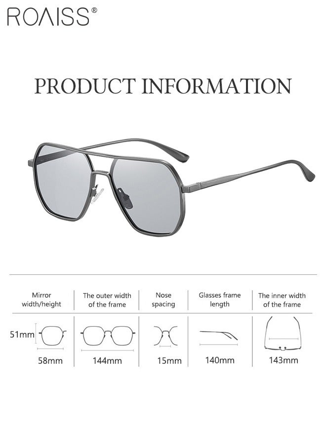 roaiss Men's Polarized Square Sunglasses, UV400 Protection Sun Glasses with Aluminum Magnesium Alloy Frame, Color Changing Glasses for Men Driving, Fishing, Golfing, Traveling, Gradient Grey Lens - Image 4