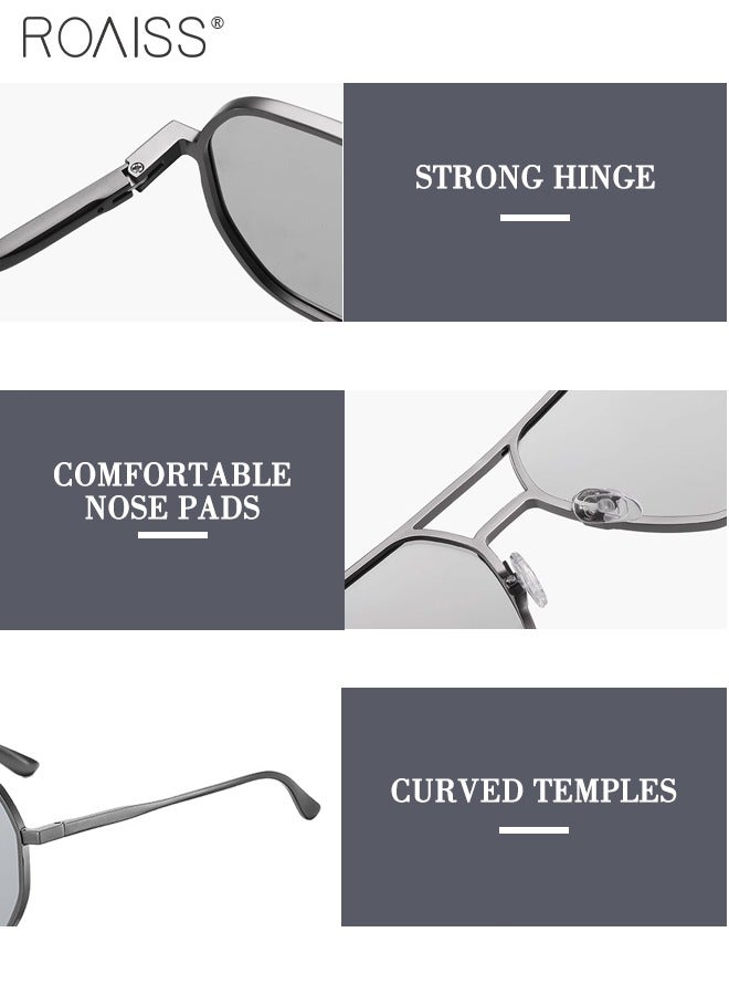 roaiss Men's Polarized Square Sunglasses, UV400 Protection Sun Glasses with Aluminum Magnesium Alloy Frame, Color Changing Glasses for Men Driving, Fishing, Golfing, Traveling, Gradient Grey Lens - Image 5